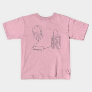 Portable Tape Player (Dark Silver Lines) Analog / Music Kids T-Shirt